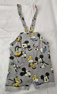 Disney Baby Mickey  Mouse Jumper Short Overalls Only 6/9 Months Grey - Picture 1 of 3