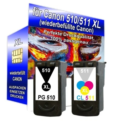 2 XL PG-510 CL-511 DRUCKER PATRONEN für CANON PIXMA MP240 MX320 330 IP2700 MP260 - Bild 1 von 4