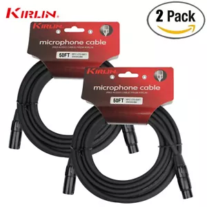2-PACK Kirlin 50FT XLR Male/Female 20AWG Microphone Audio Cable Black NEW - Picture 1 of 1