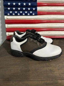 FootJoy Greenjoys Golf Shoes/Cleats Style #45516 White/Brown/Black Mens Sz 9M - Picture 1 of 6