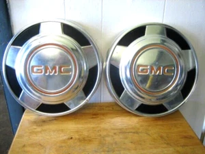 Vintage 1970's 1980's GMC Truck Dog Dish 10 3/4" Hubcaps 2 each - Picture 1 of 4