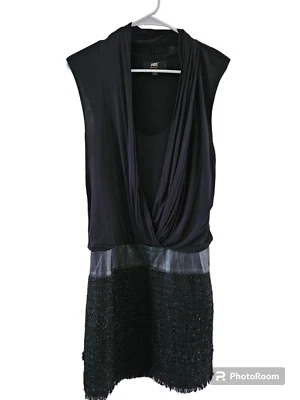 Vestido Jupe Cuero Negro Colección ABS Allen Schwartz Cóctel Talla 4 Foto 1 de 4