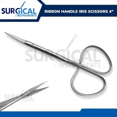 Ribbon Handle Iris Scissors Surgical Instruments Straight 4" German Grade - Image 1 of 3