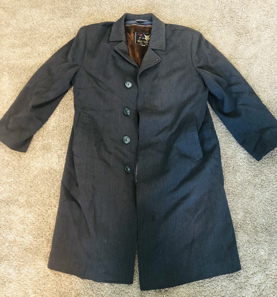 Swan Vintage Jacket Men's Heavy Coat Jacket With Fur Liner 32 40 - Image 1 of 4