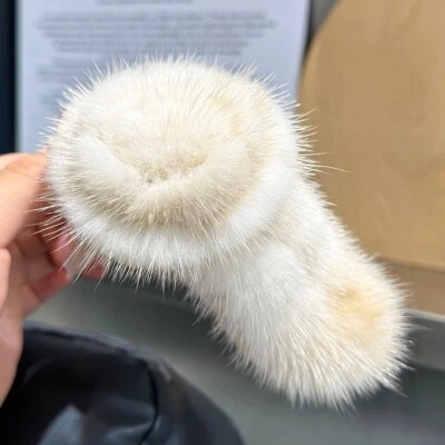 Lindo pinza para el cabello de piel de visón real rosa rojo horquilla accesorios para el cabello para mujer Foto 1 de 4