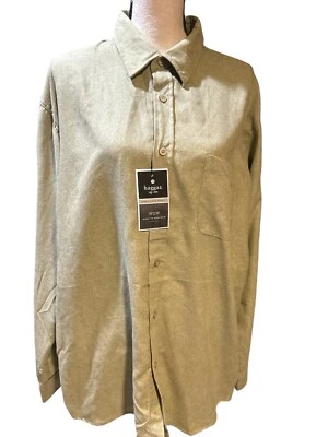 Camisa de vestir HAGGAR de gamuza de lujo para hombre XL con botones verde salvia cómoda fácil cuidado NUEVA Foto 1 de 4