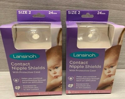 PACK de 4 protectores para pezones de contacto Lansinoh con estuche protector tamaño 2/24 mm NUEVO Foto 1 de 4