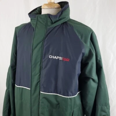 Ralph Lauren Chaps Winter Jacket Coat Mens Large ZIp Up Green Black Nylon Hood - Image 1 of 4