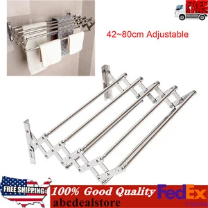Wall Mounted Clothes Drying Rack Laundry Towel Dryer Holder Storage Drying Rack - Picture 1 of 9