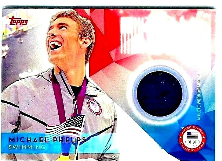 Camiseta de natación olímpica 2016 Topps Michael Phelps reliquia equipo Estados Unidos juego usada Foto 1 de 1