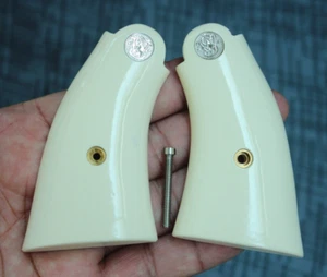 GRIPS FOR S&W K, L FRAME SQUARE BUTT MODEL 66, 617, 686 RESIN IVORY # SILVER MED - Picture 1 of 21