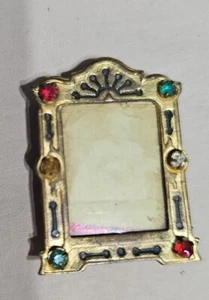 Vintage Brass Jeweled Jewel Circa 1910s Old Easel Back Picture Frame - Picture 1 of 7
