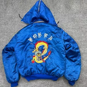 Vintage Korea Souvenir Jacket Sukajan Korean Bomber Flyers Blue Jacket Linda S - Bild 1 von 14