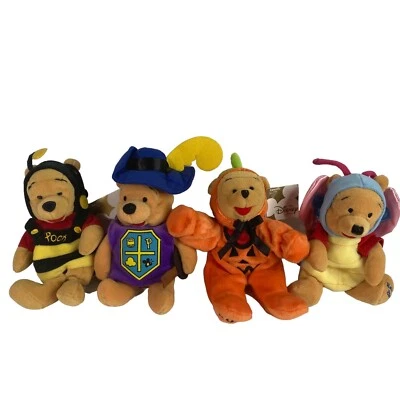4 Disney Mini Bean Plush Bag Winnie Pooh Musketeer  Bumble Bee Butterfly Pumpkin - Image 1 of 4