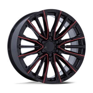 Performance Replicas PR223 26X10 6X139.7 28mm Gloss Black Milled Red Wheel - Picture 1 of 3