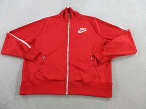 VINTAGE Nike Jacket Mens XL Red White Full Zip Track Striped Swoosh Logo 00s Y2K - Picture 1 of 13