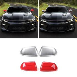1Pair ABS Silver/Red Rearview Mirror Trim Cover Parts For Chevrolet Camaro 2017 - Picture 1 of 11