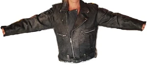 Giacca pelle, grigio martellato, stile biker, tg 48 - Foto 1 di 10