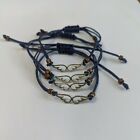 handmade navy blue silver wing wax string bracelet for men,women,couple,friends