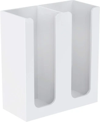 Acrylic Coffee Cup and Lid Storage Organizer Holder, 2 Compartments, White - Image 1 of 4
