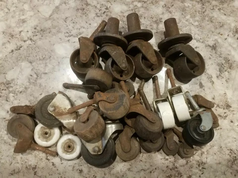 Vtg Antique Caster Wheels Steel Parts Repair Restoration Read Descrpt 26 Pc Lot Cover