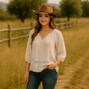 House of Harlow 1960 White Cotton Embroidered Lightweight Woven Top Size XS - Imagen 1 de 11