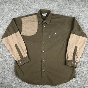 Columbia Shirt Mens Large Brown Shooting Hunting Trap Skeet Padded Shoulder - Picture 1 of 12