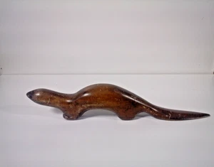 Loutre de rivière en bois sculpté à la main MCM signé vintage Jessen D. Tippetts art populaire - Photo 1/7