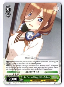 Like Cats and Dogs, Miku Nakano Uncommon The Quintessential Quintuplets 2 5HY/W9 - Picture 1 of 2