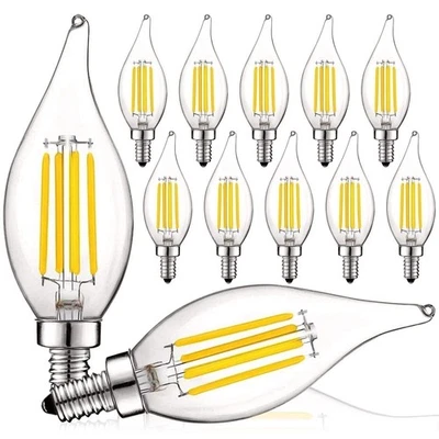 Luxrite Candle LED Bulb 550 Lumens 3500K 5W Dimmable UL E12 Flame Tip 12-Pack - Image 1 of 4