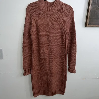 prAna Women's Medium Rust Colored Sweater Dress Long Sleeve Mock Neck Wool Blnd - Image 1 of 4