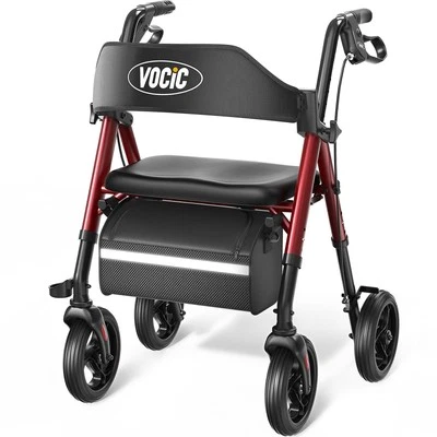 Walkers for Seniors, Rollator Walker with SeatSupports 330lb, 8" Big Wheels-used - Image 1 of 4