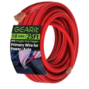 GEARit 1/0 Stärke Draht sauerstofffreies Kupfer OFC (25 Fuß - rot durchscheinend) 0 AWG -... - Bild 1 von 11