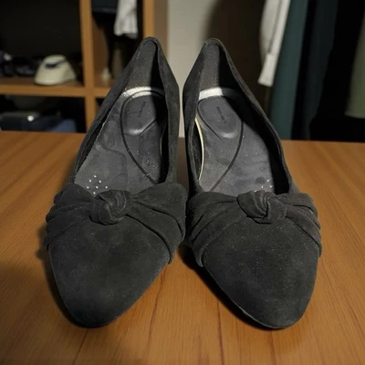 Easy Spirit 黑色麂皮绒女式浅口鞋全新带盒! — 第 1/4 张图片