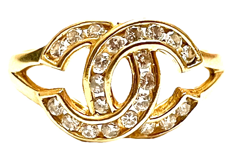 Ladies 18k  750  SOLID Gold  Natural Diamonds  CHL Ring 7.5 sz. 3.67g - Image 1 of 3