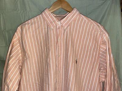 Camisa de Vestir Ralph Lauren Calce Clásico Manga Larga 17.5 34/35 Blanco Melocotón G3 Foto 1 de 4