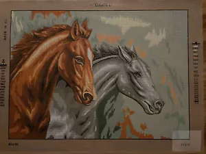 Printed needlepoint Tapestry Horses Canvas Only 60x80 Cm 10538 Gobelin L - Picture 1 of 1