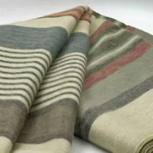 SOFT & WARM STRIPED ALPACA LLAMA WOOL BLANKET THROW 95"x65" QUEEN BED SOFA COUCH - Picture 1 of 8