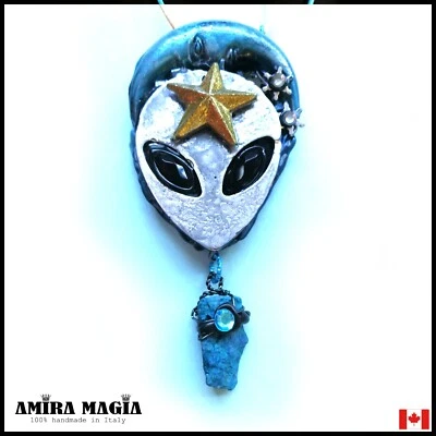 Alien Moon Woman Men Jewelry Pendant Star Talisman Lunar Amulet Astrology Planet - Image 1 of 4
