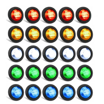 10Pcs 12V Car Truck Lorry Round LED Bullet Button Side Mini Marker Lights Lamp - Image 1 of 4