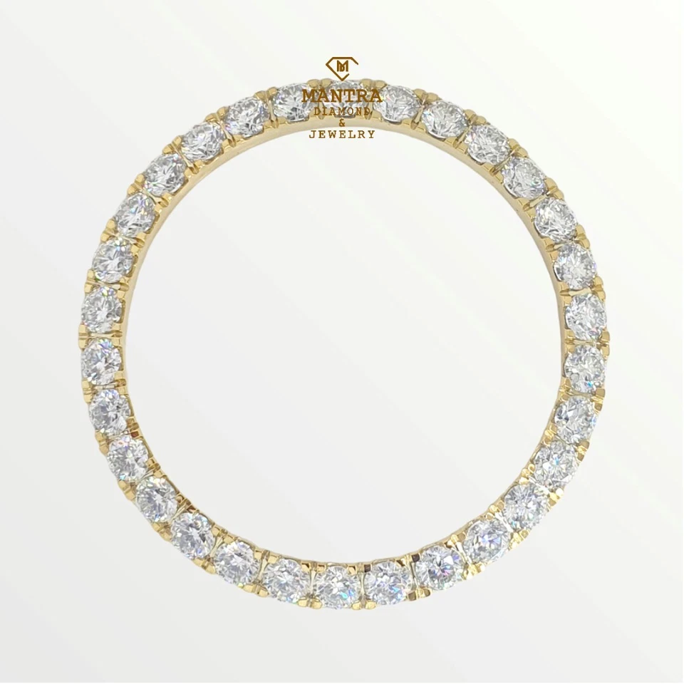 Bisel de reloj personalizado 36 mm 10 punteros moissanita real tachonado chapado en oro de 10 quilates Foto 1 de 3