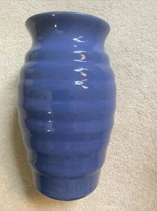 Vintage Large Zanesville Stoneware Glossy Blue Hand Thrown Art Pottery Vase - Picture 1 of 12