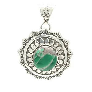 Adrian Reeves langer Navajo Sterlingsilber Concho-Stil Anhänger Lucin Variszit - Bild 1 von 7