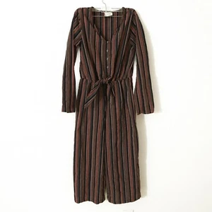 Universal Thread Jumpsuit XS Long Sleeve Wide Leg Crop Striped Multi EUC B40 - Picture 1 of 5