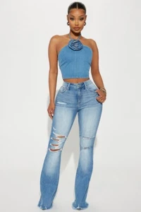 Wandered Off Stretch Ripped Flared Jeans Size 11 Women's - Picture 1 of 3