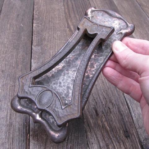 Original Antique Coppered Cast Iron Door Knocker Cover
