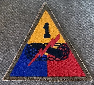 Original WWII US Army 1st Armored Division Patch - Old Ironsides SSI - Image 1 of 2