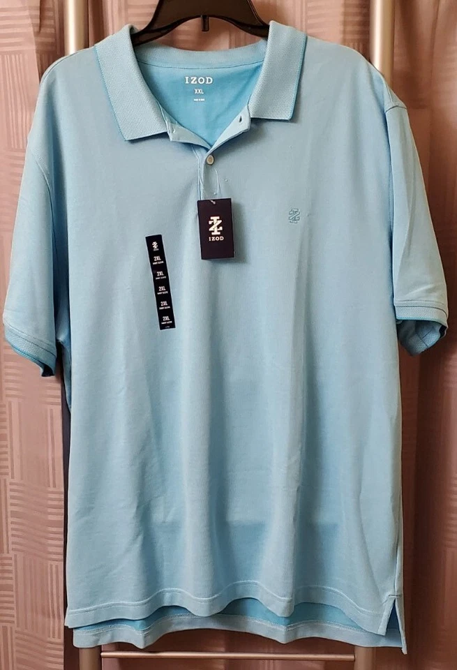 IZOD Mens Shirt 2XL Polo Pique Performance UPF 15 Moisture Wicking