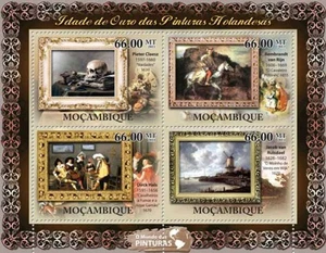 Mozambique - Edad de Oro de las pinturas holandesas - Hoja de 4 sellos - 13A-795 - Imagen 1 de 1