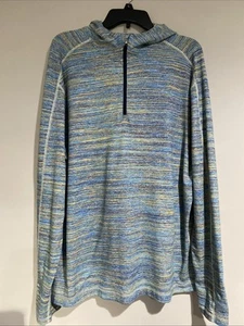 Lululemon Surge Warm 1/2 Half Zip Pullover Hooded Shirt Blue Space Dye Rulu 2XL - Picture 1 of 10